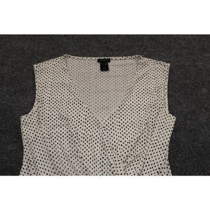 Ann Taylor White Black Polka‎ Dot Sleeveless V Neck Blouse Top Size M